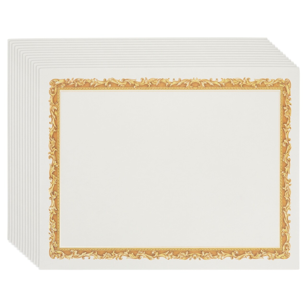 48 Pack White Award Certificate Paper with Gold Foiled Metallic Border, Blank Certificate Sheets, 2025 Graduation Diploma Award Papers for Printer, 8.5 x 11 in